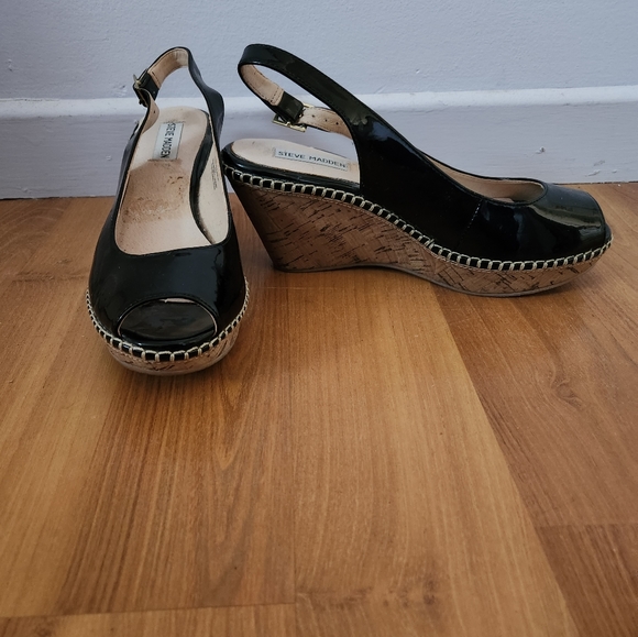 Black patent cork look wedge - Picture 3 of 4